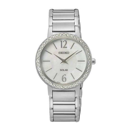 Picture of Seiko Crystals Stainless Steel Solar Watch with MOP Dial