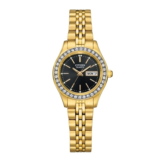 MileagePlus Merchandise Awards. Citizen Ladies Quartz GoldTone Crystals Watch with Black Dial