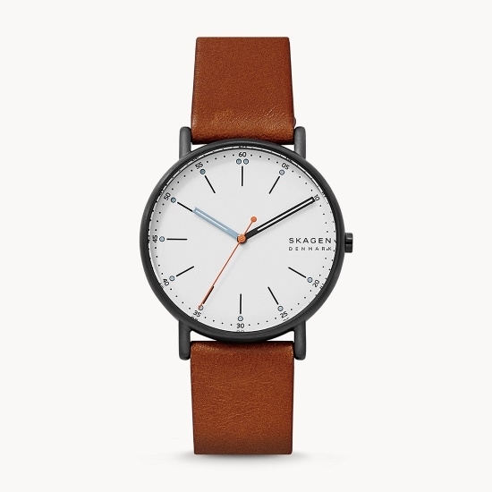 Picture of Skagen Men's Signature White Dial Brown Strap Watch