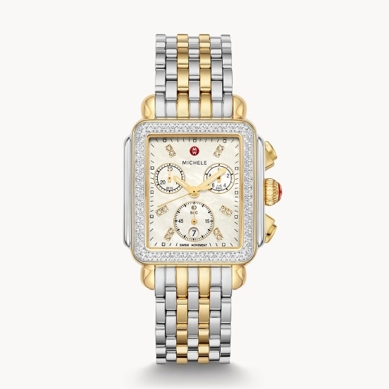 Picture of Michele Deco Two-Tone 18k Gold Diamond Watch