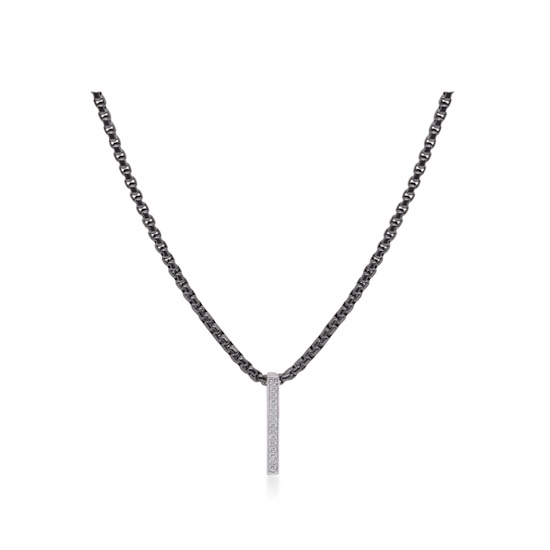 Picture of ALOR Black Chain & Diamond Neckace