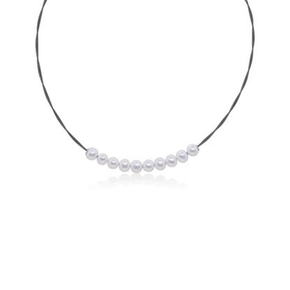 Picture of ALOR Black Cable Necklace with Freshwater Pearls