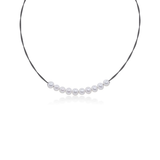 Picture of ALOR Black Cable Necklace with Freshwater Pearls