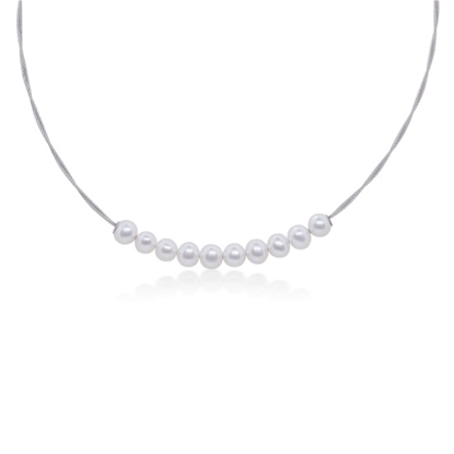 Picture of ALOR Grey Cable Bracelet with Freshwater Pearls