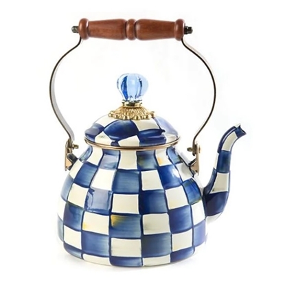 Picture of MacKenzie-Childs Royal Check Enamel 2-Qt. Tea Kettle