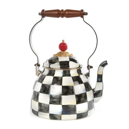 Picture of MacKenzie-Childs Courtly Check Enamel 2-Qt. Tea Kettle