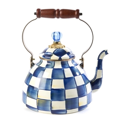 Picture of MacKenzie-Childs Royal Check Enamel 3-Qt. Tea Kettle