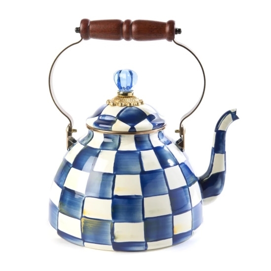 Picture of MacKenzie-Childs Royal Check Enamel 3-Qt. Tea Kettle