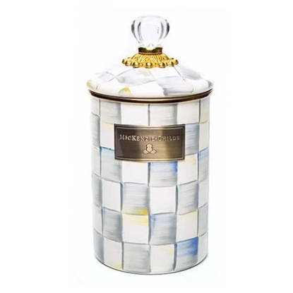 Picture of MacKenzie-Childs Sterling Check Enamel Canister - Large