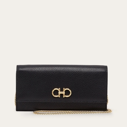 Picture of Ferragamo Gancini Wallet on a Chain - Nero