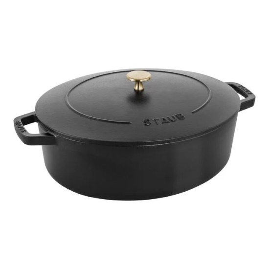 Picture of Staub 6.25-Qt. Cast Iron Wide Oval Dutch Oven - Matte Black