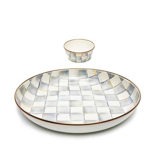 Picture of MacKenzie-Childs Sterling Check Chip & Dip Set