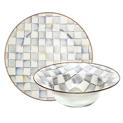Picture of MacKenzie-Childs Sterling Check Serving Platter & Bowl