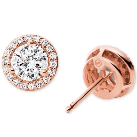 Picture of Michael Kors Round Stud Sterling Silver Rose Gold-Tone Earring