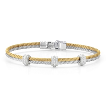 Picture of ALOR Grey/Yellow Cable Bracelet 18kt Wht Gold 0.13tcw Diamonds