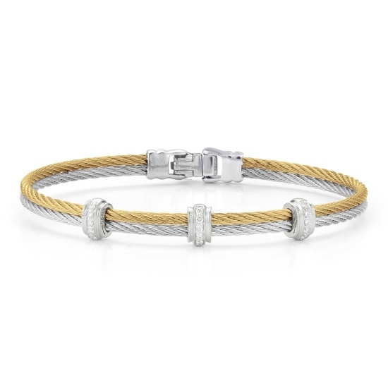 Picture of ALOR Grey/Yellow Cable Bracelet 18kt Wht Gold 0.13tcw Diamonds