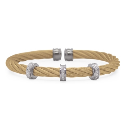 Picture of ALOR Yellow Cable 18kt White Gold 0.15tcw Diamond Bracelet