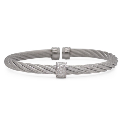 Picture of ALOR Grey Cable 18kt White Gold 0.13tcw Diamond Bracelet