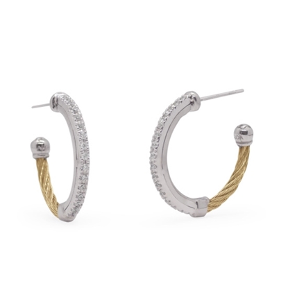 Picture of ALOR Yellow Cable 18kt White Gold 0.30 tcw Diamond Earrings