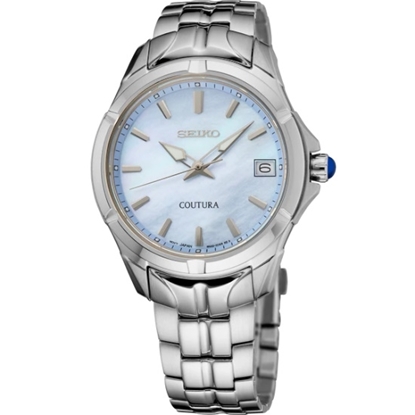 Picture of Seiko Coutura Quartz Steel Watch with Light Blue MOP Dial