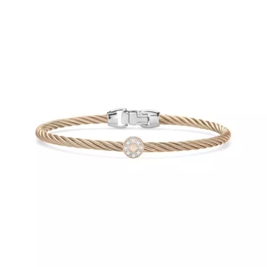 Picture of ALOR Carnation Cable Bracelet w/ 18K WG & RG, 0.05tcw. Diamond