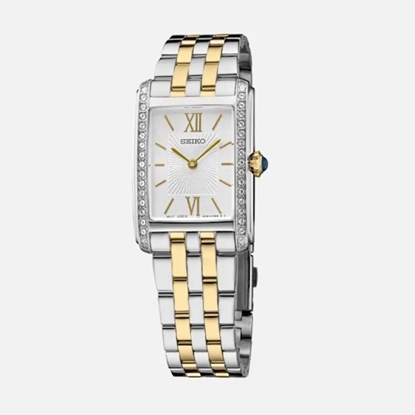 Picture of Seiko Essentials Two-Tone Rectangular Watch with Crystals