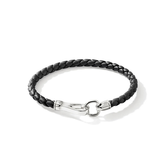 Picture of John Hardy Men's Silver Bracelet on 5mm Black Leather