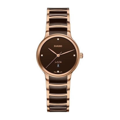Picture of Rado 30.5mm Centrix Watch with 4 Diamonds, Brown Dial
