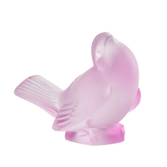 Picture of Lalique Sparrow Sculpture - Pink Luster Crystal