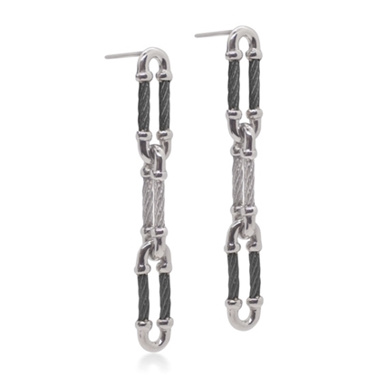 Picture of ALOR Cable Clip Drop Earrings - Black/Grey
