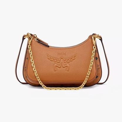 Picture of MCM Small Aren Duo Hobo Bag in Visetos - Cognac