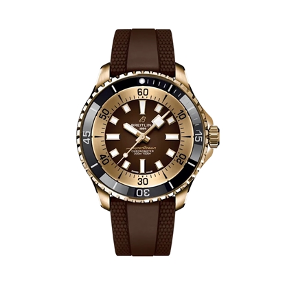 Picture of Breitling Superocean Auto 44 Watch with Brown Rubber Strap