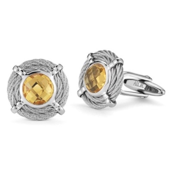 Picture of ALOR® Gentlemen's Round Citrine Cuff Links