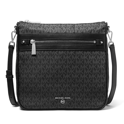 Picture of Michael Kors Jet Set Large Logo Print Woven Crossbody - Black