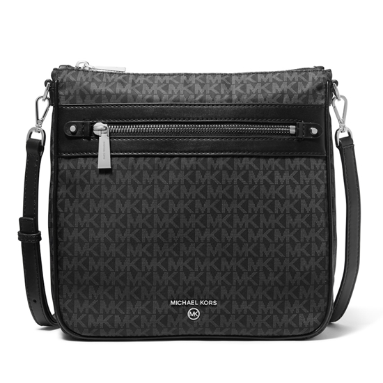 Picture of Michael Kors Jet Set Large Logo Print Woven Crossbody - Black