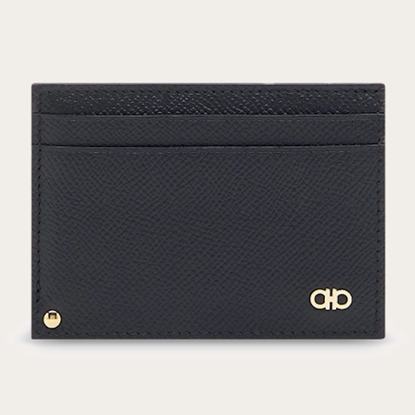 Picture of Ferragamo Micro Gancio Credit Card Case - Black
