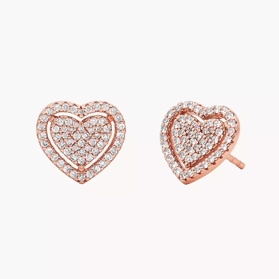 Picture of Michael Kors 14K Rose Gold-Plated Pavé Heart Stud Earrings