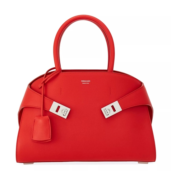 Picture of Ferragamo Small Hug Bag - Red/Silver