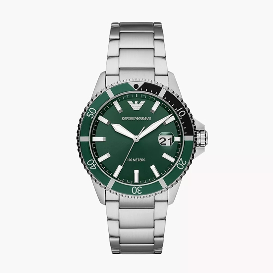 Picture of Emporio Armani World Explorer Stainless Steel Watch-Green Dial