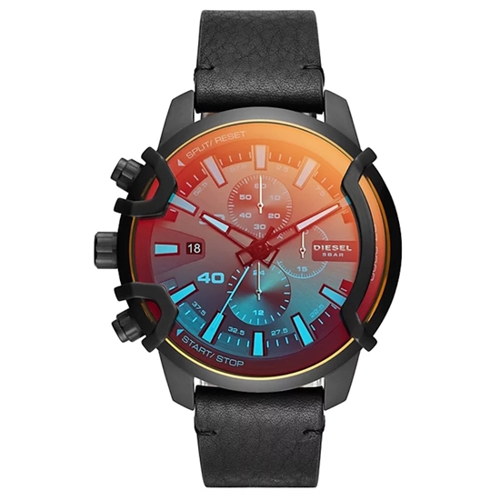 Picture of Diesel Griffed Chronograph Watch with Black Leather Strap