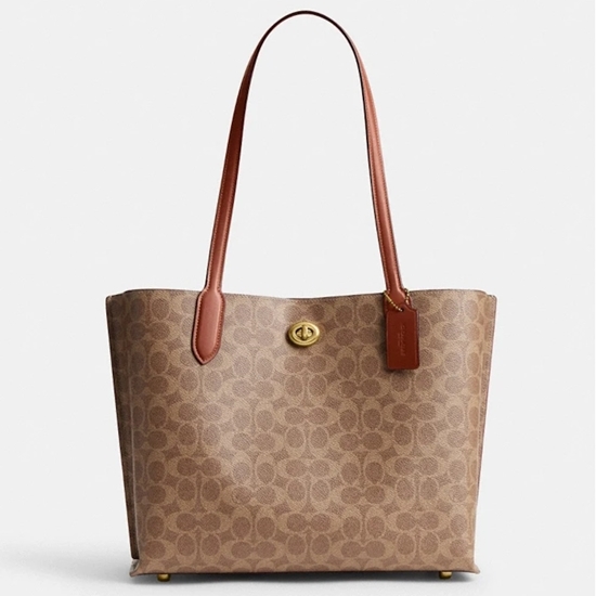 Picture of Coach Signature Willow Tote Bag - Brass/Tan Brown