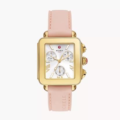 Picture of Michele Deco Sport Chronograph Gold-Plated Pink Silicone Watch