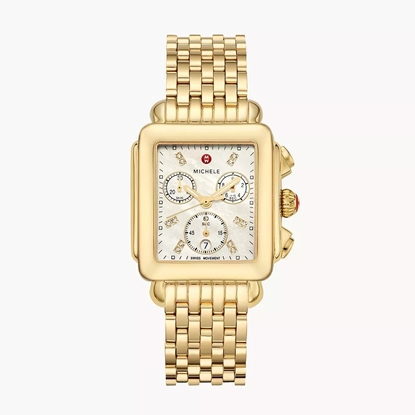 Picture of Michele Deco 18K Gold-Plated Diamond Dial Watch