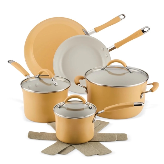 Picture of Rachael Ray Cucina Ceramic Aluminum 10-Piece Set-Turmeric