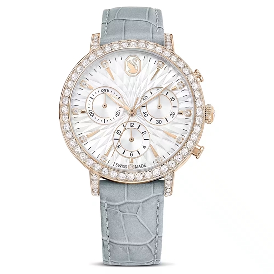Picture of Swarovski Matrix Tennis Chrono Watch w/ Gray Leather Strap