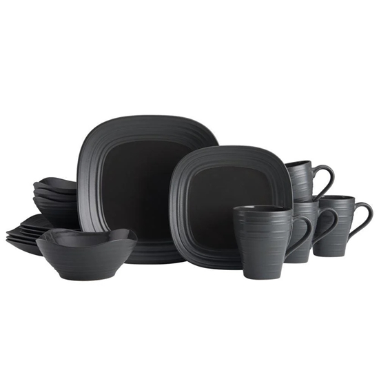 Picture of Mikasa 16-Piece Swirl Graphite Square Dinnerware Set