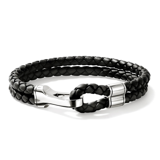 Picture of John Hardy 10mm Leather & Silver Hook Clasp Bracelet-Large