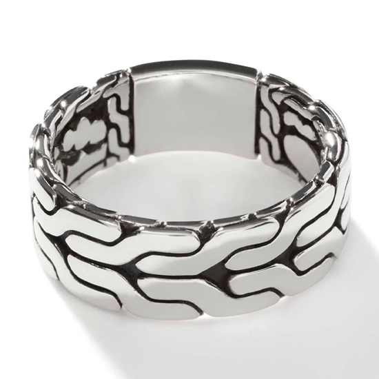 Picture of John Hardy Sterling Silver Carved Chain Band Ring - Size 10