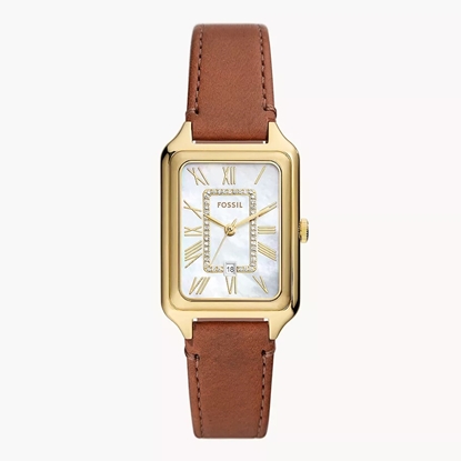 Picture of Fossil Raquel Three-Hand Gold-Tone Watch w/Brown Leather Strap
