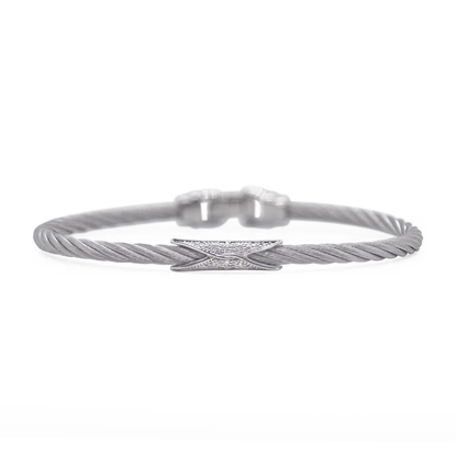 Picture of ALOR White Gold & Diamond 3mm Cable Hourglass Bracelet-Grey